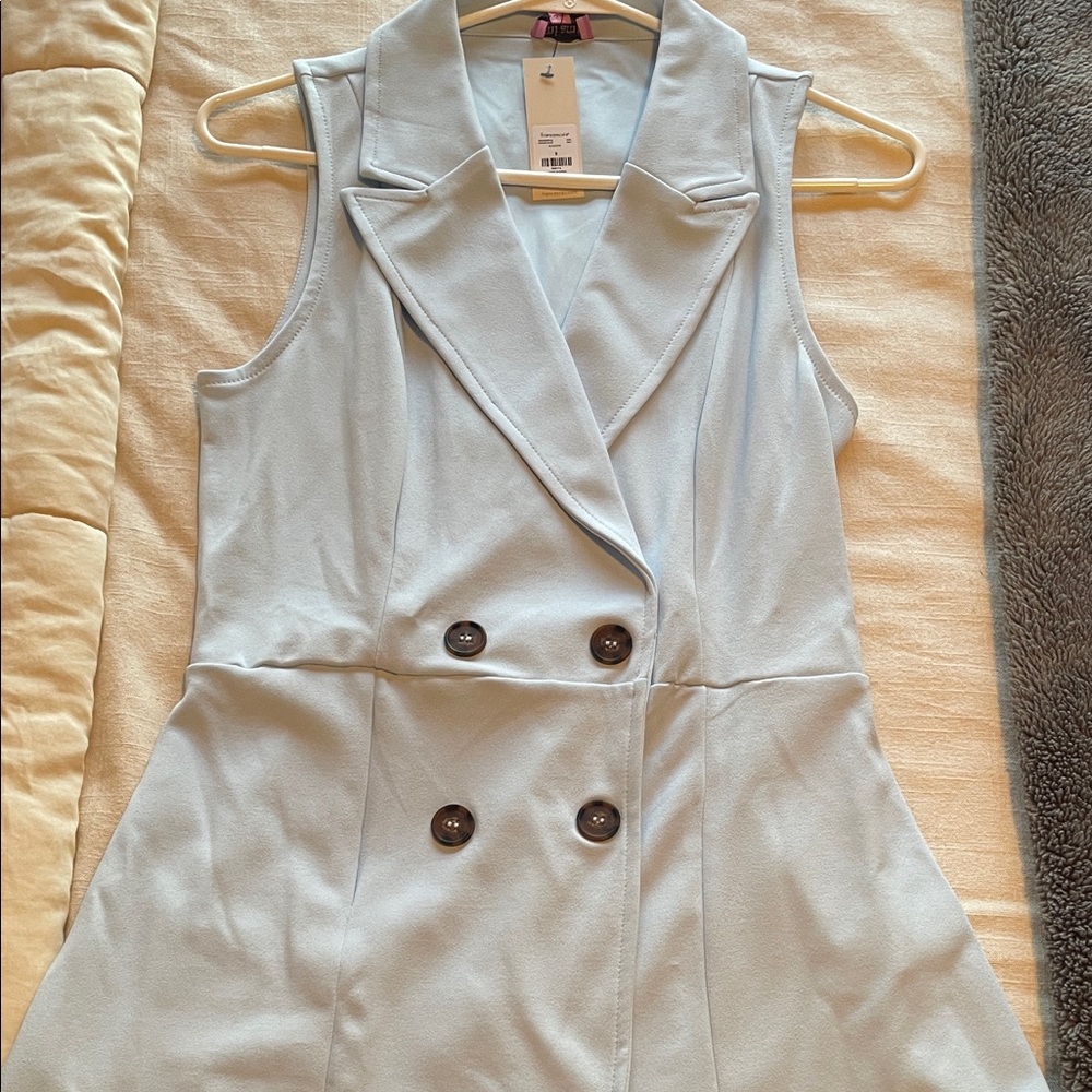 NWT Francesca’s Light Blue Blazer Romper